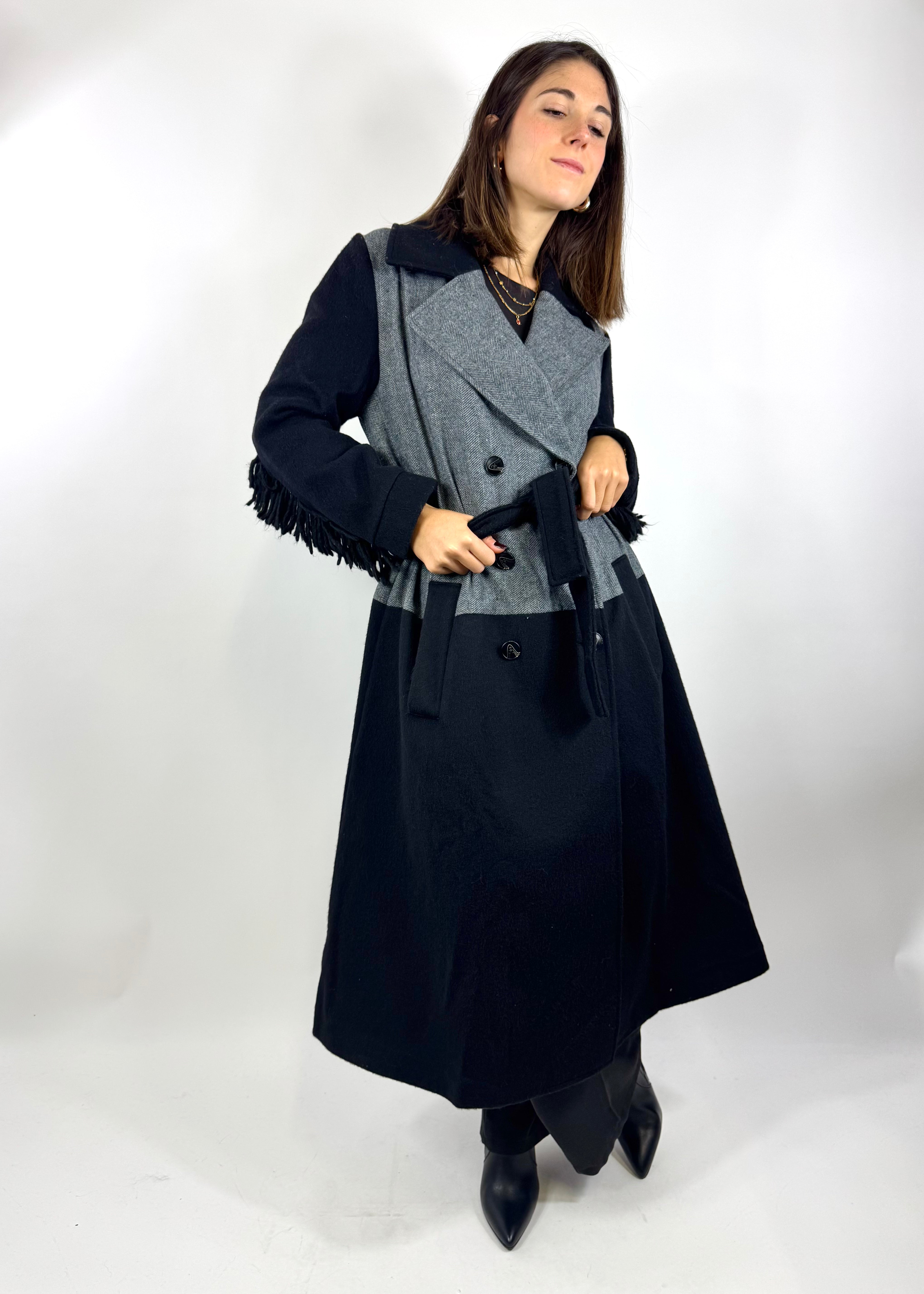 SUSY MIX CAPPOTTO VESTAGLIA NERO E GRIGIO