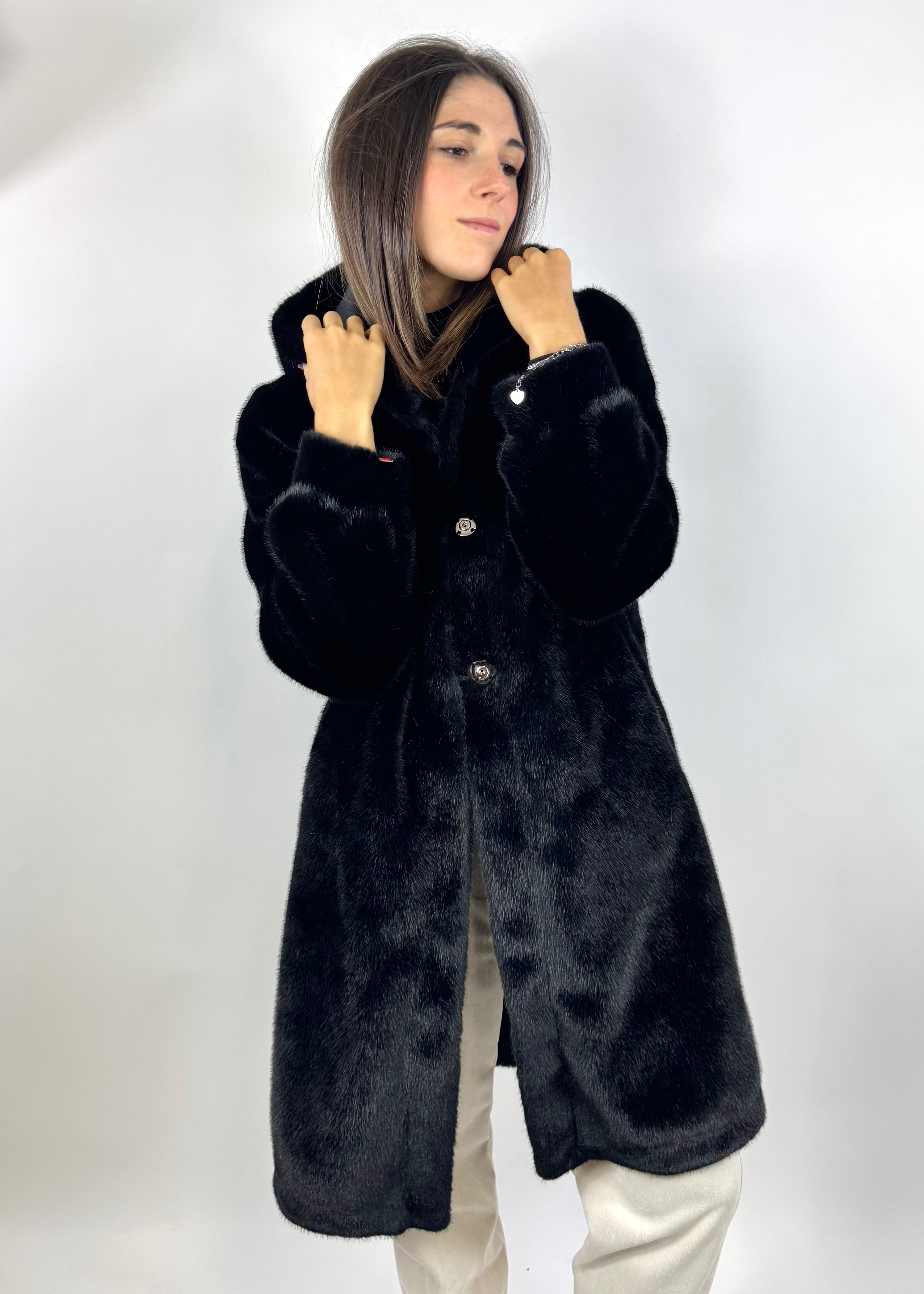 SUSY MIX PELLICIA CON CAPPUCCIO NERO