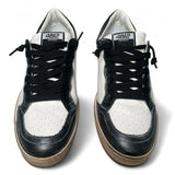 4B12 Sneaker uomo in pelle nera vintage e bianco