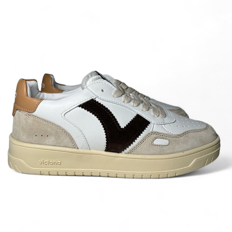 Victoria Sneaker donna in pelle bianca taupe