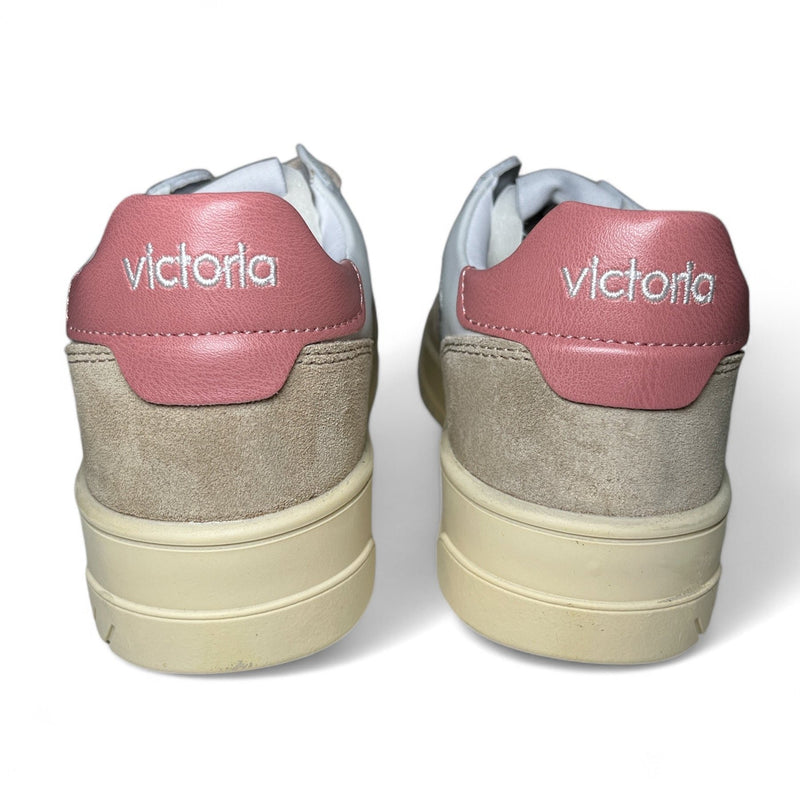 Victoria Sneaker donna in pelle bianca rosa