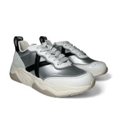 Munich Sneakers donna con leggera zeppa laminato argento