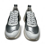 Munich Sneakers donna con leggera zeppa laminato argento