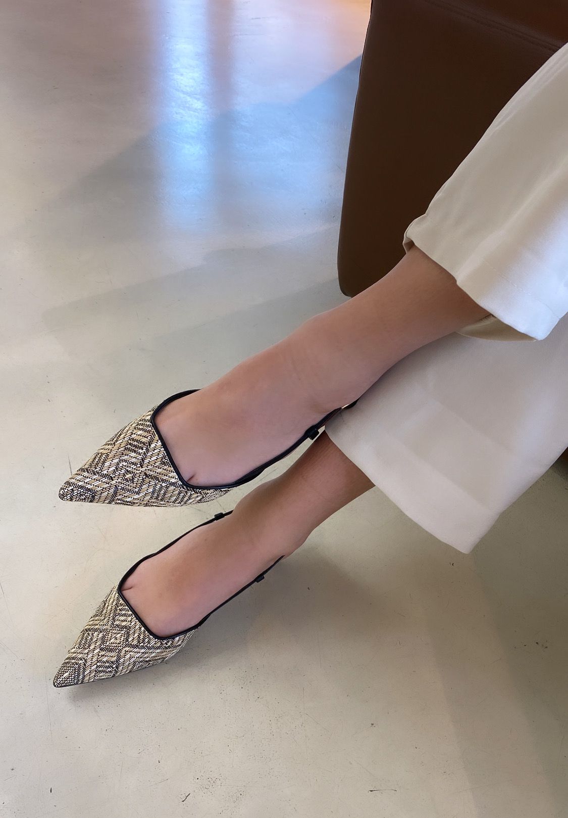 Bottega Lotti Slingback con Tacco 5 cm Colore Naturare e Nero