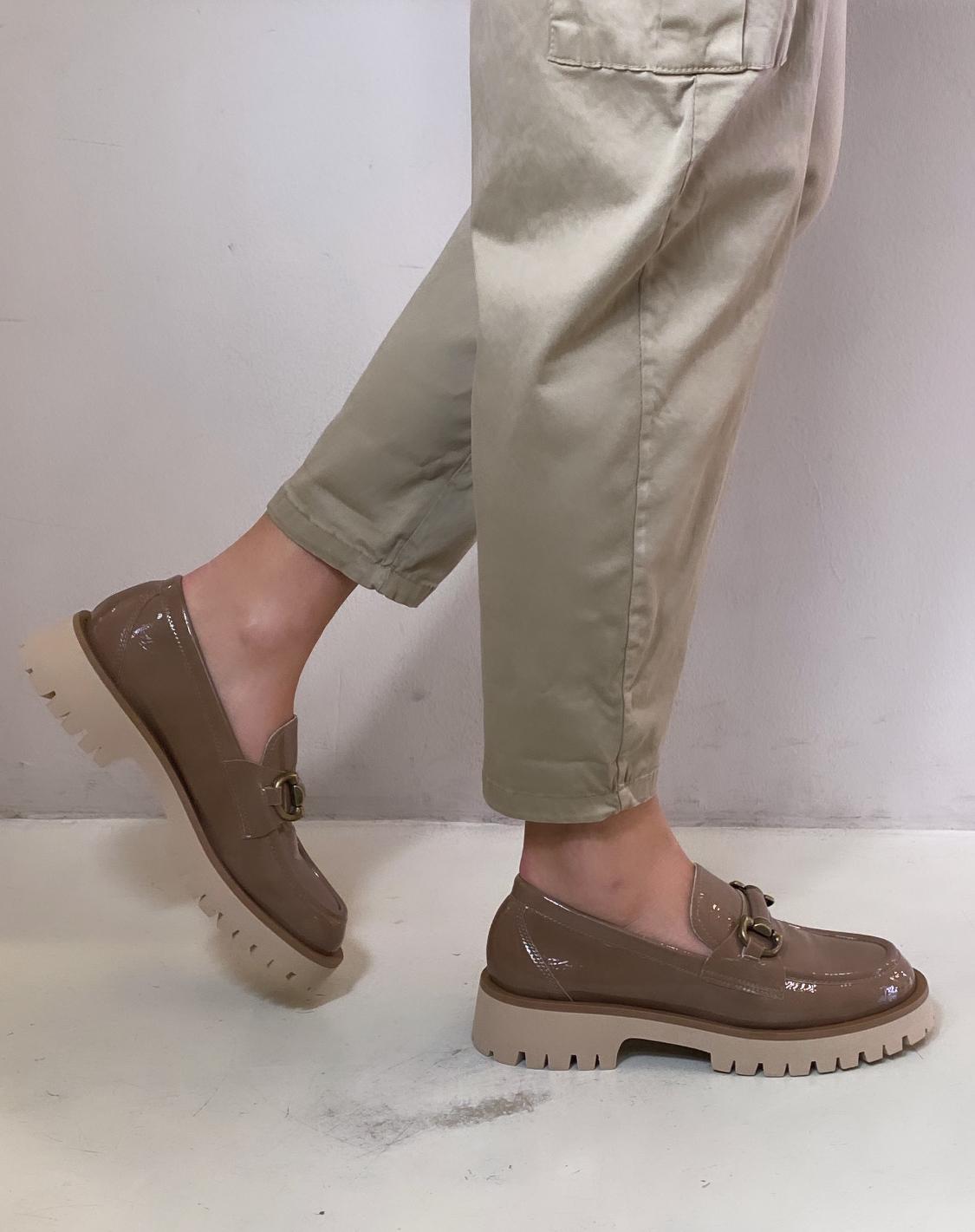 Bottega Lotti Mocassino con morsetto a Fondo alto Naplak Taupe