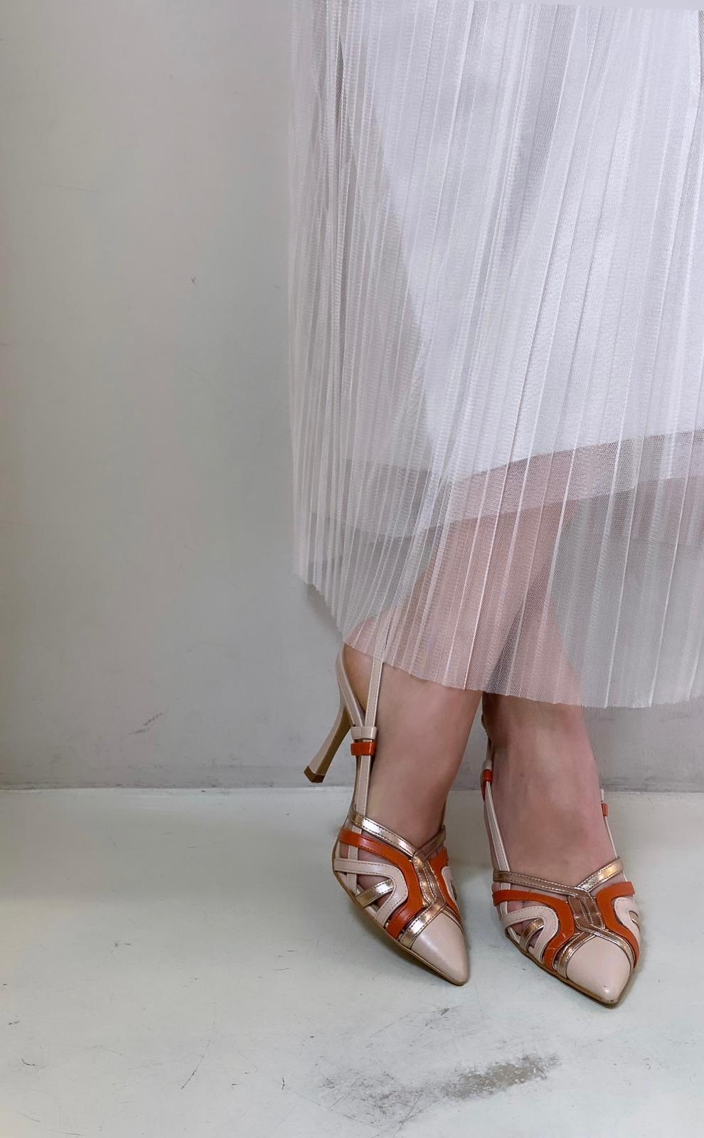 Bottega Lotti Slingback con Tacco 9 cm Nude Arancio