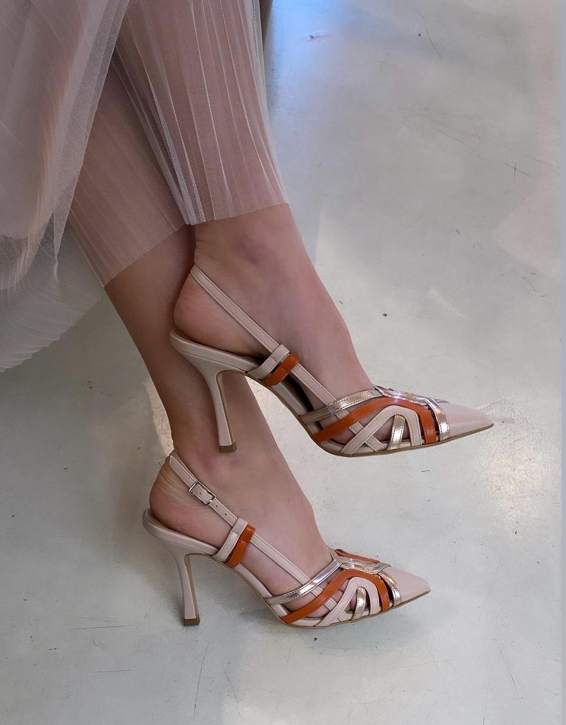 Bottega Lotti Slingback con Tacco 9 cm Nude Arancio