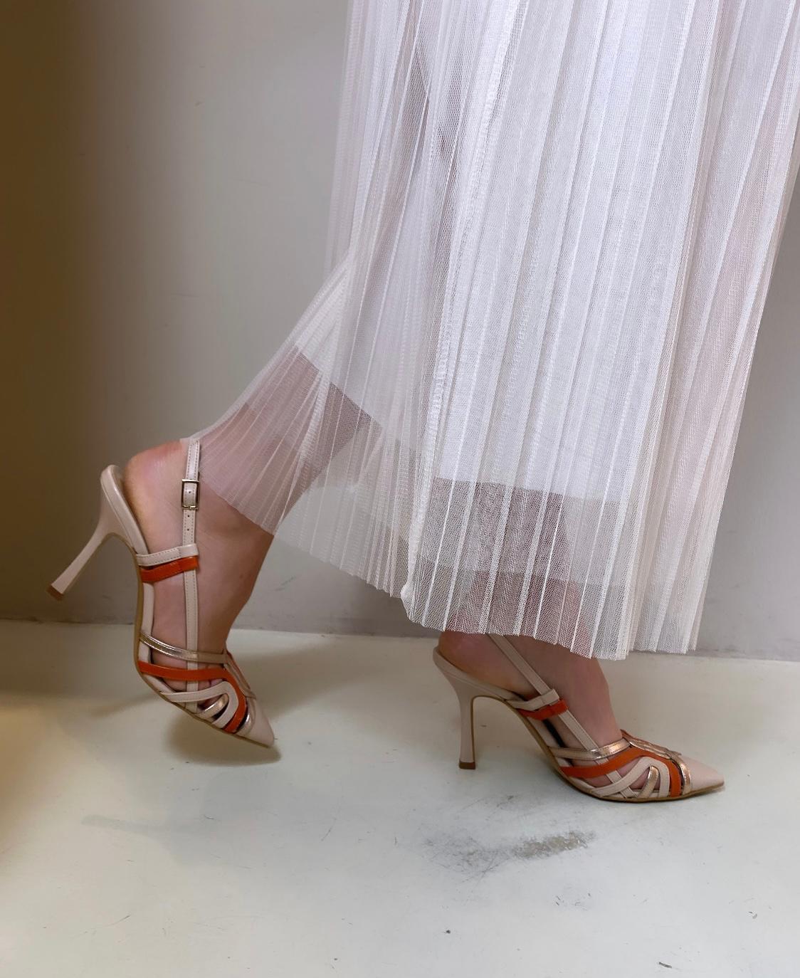 Bottega Lotti Slingback con Tacco 9 cm Nude Arancio