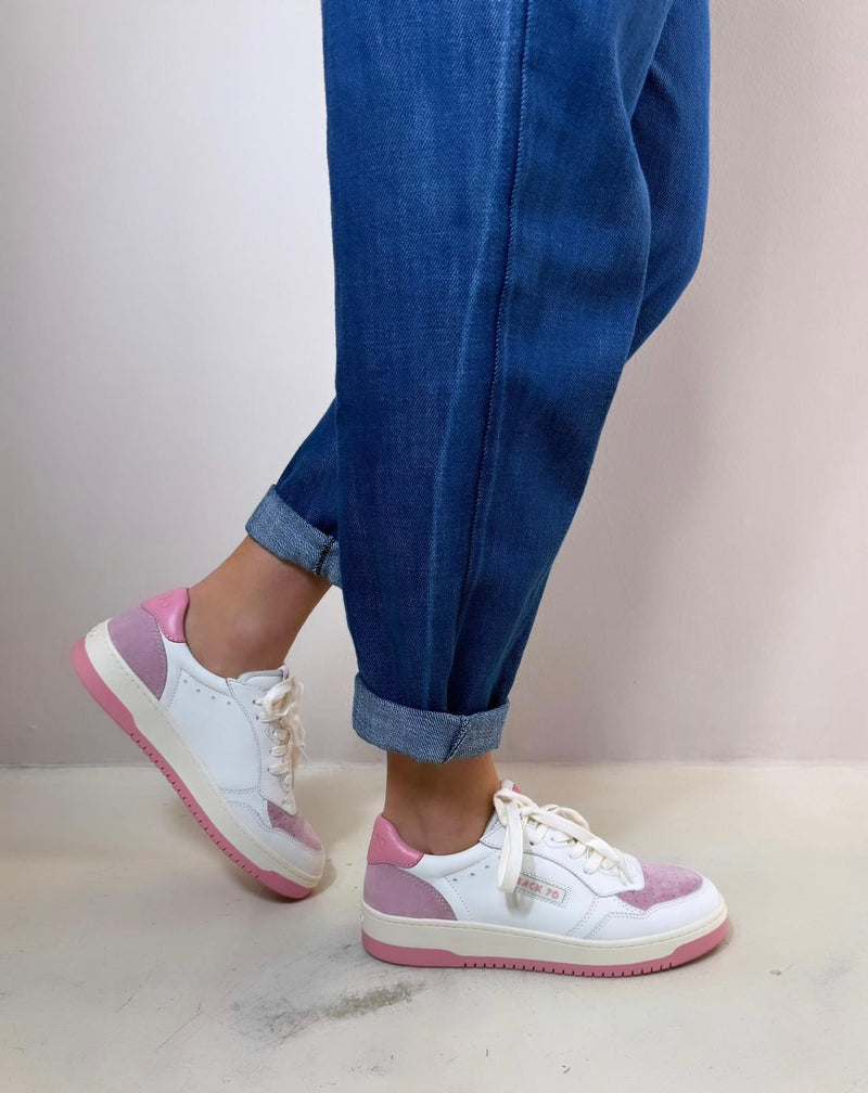 Back70 Sneakers Donna in Pelle Bianco e Suede Rosa