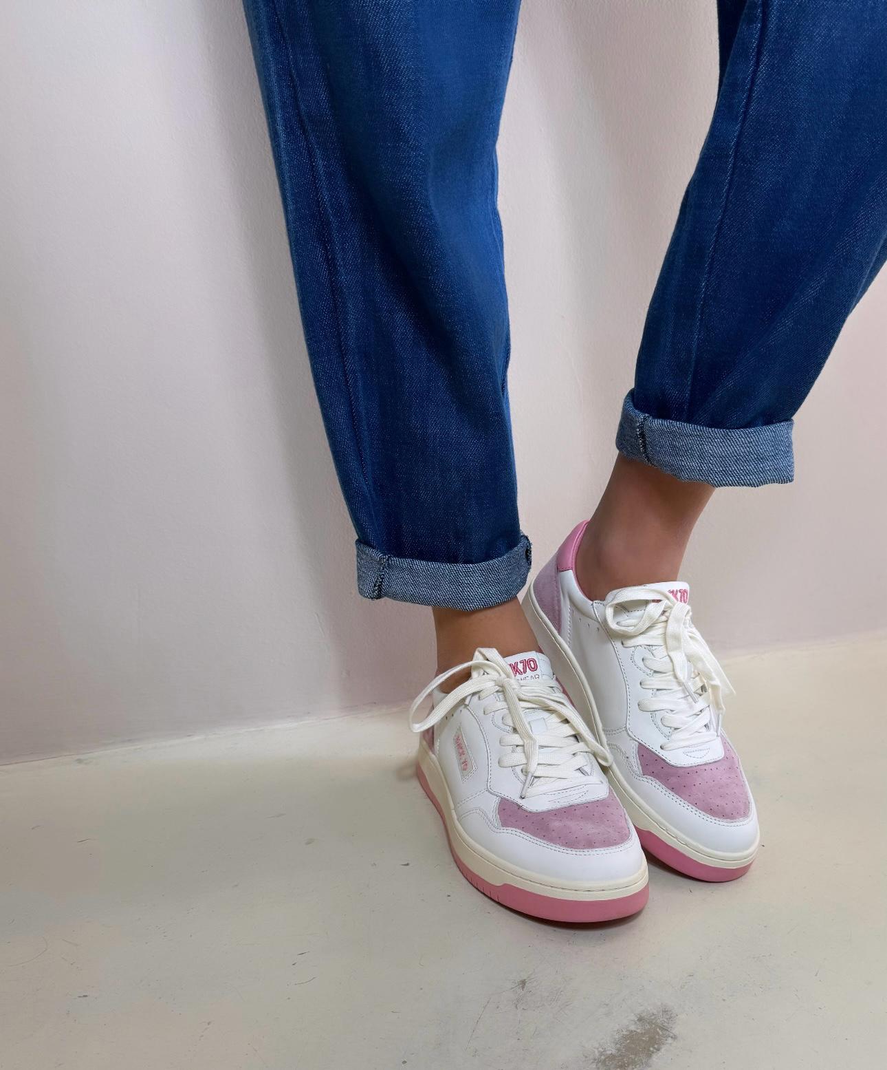 Back70 Sneakers Donna in Pelle Bianco e Suede Rosa