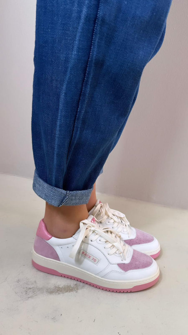 Back70 Sneakers Donna in Pelle Bianco e Suede Rosa