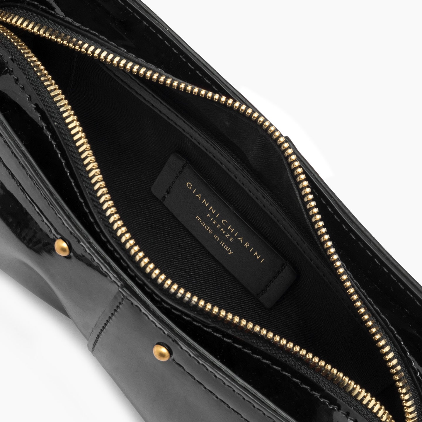 Gianni Chiarini Borsa modello baguette in pelle verniciata keira nero