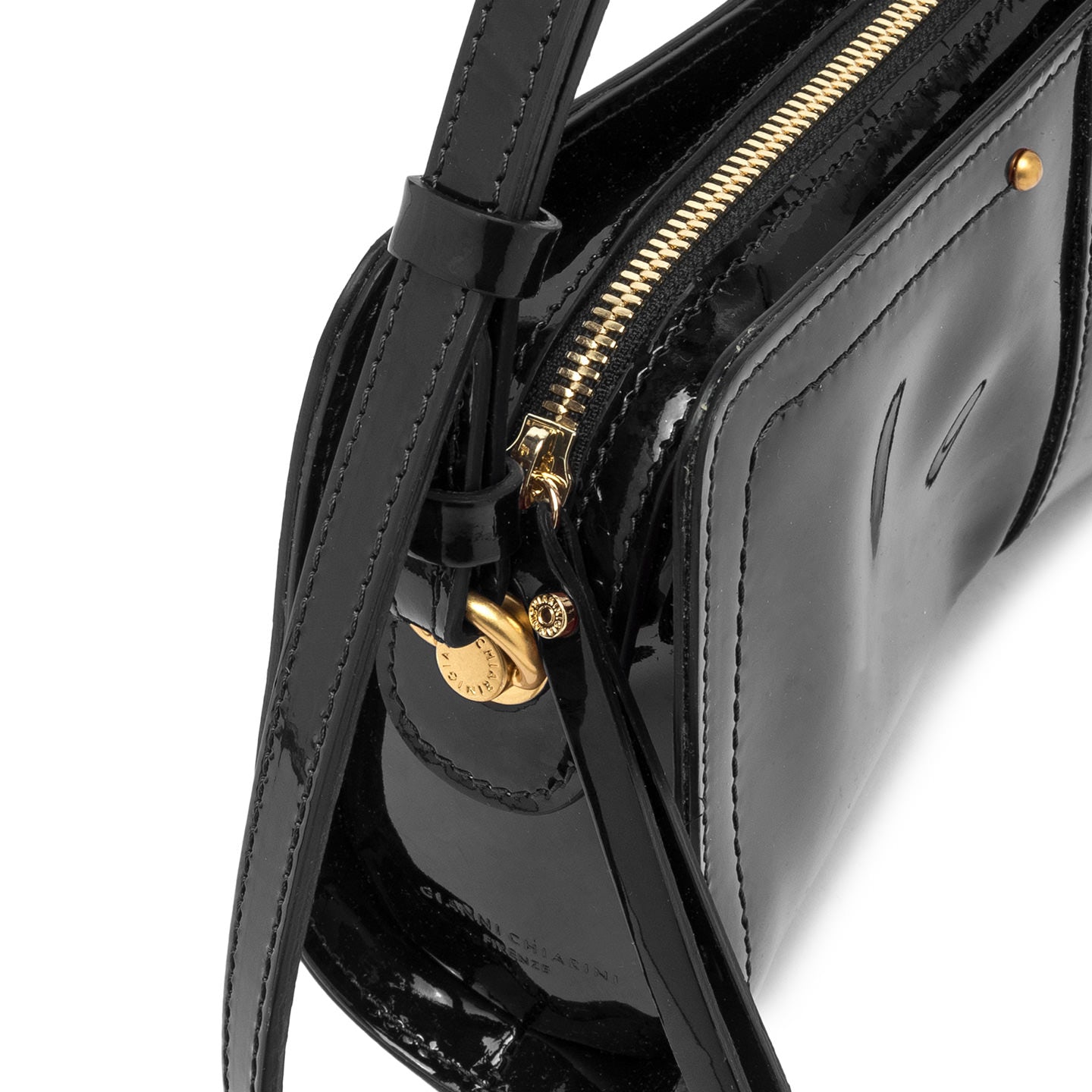 Gianni Chiarini Borsa modello baguette in pelle verniciata keira nero