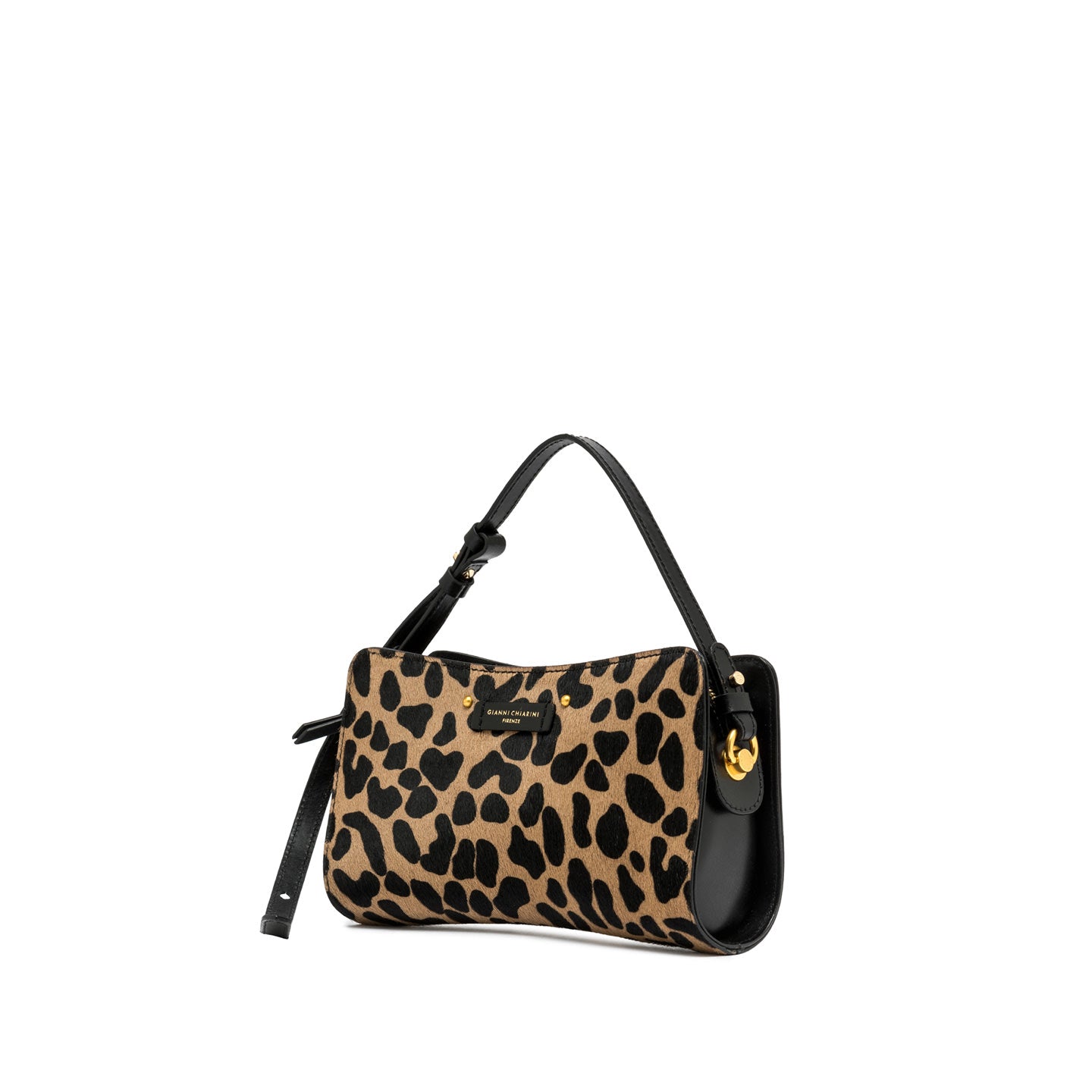 Ginni Chiarini Borsa modello baguette in pelle keira leo nero