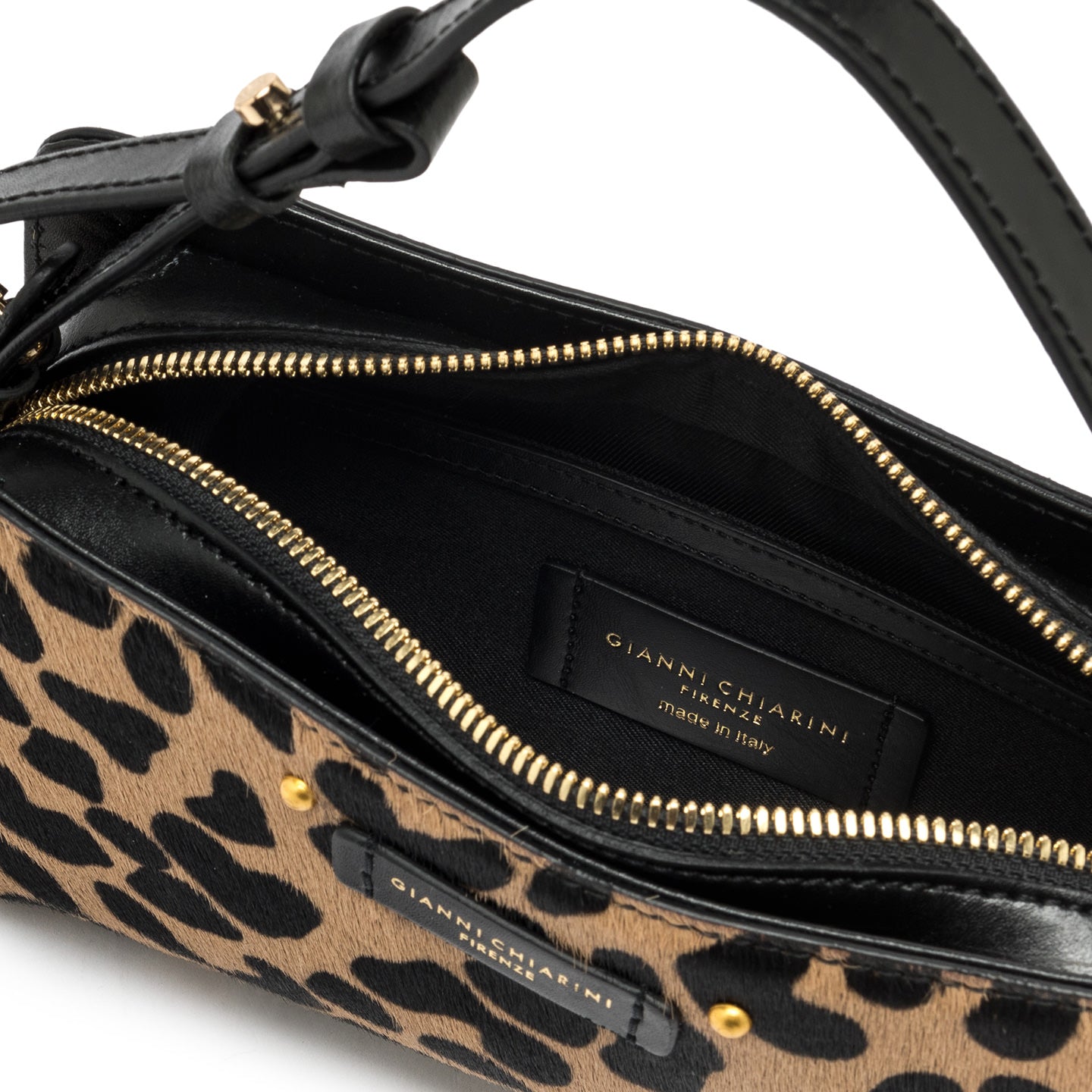 Ginni Chiarini Borsa modello baguette in pelle keira leo nero