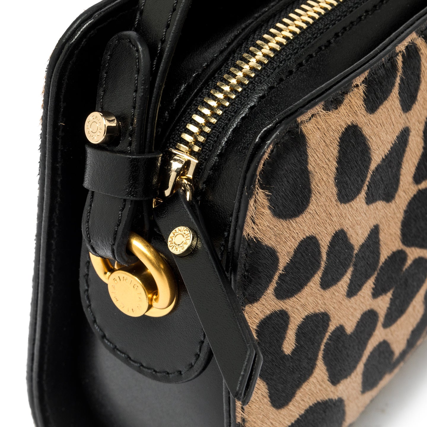 Ginni Chiarini Borsa modello baguette in pelle keira leo nero