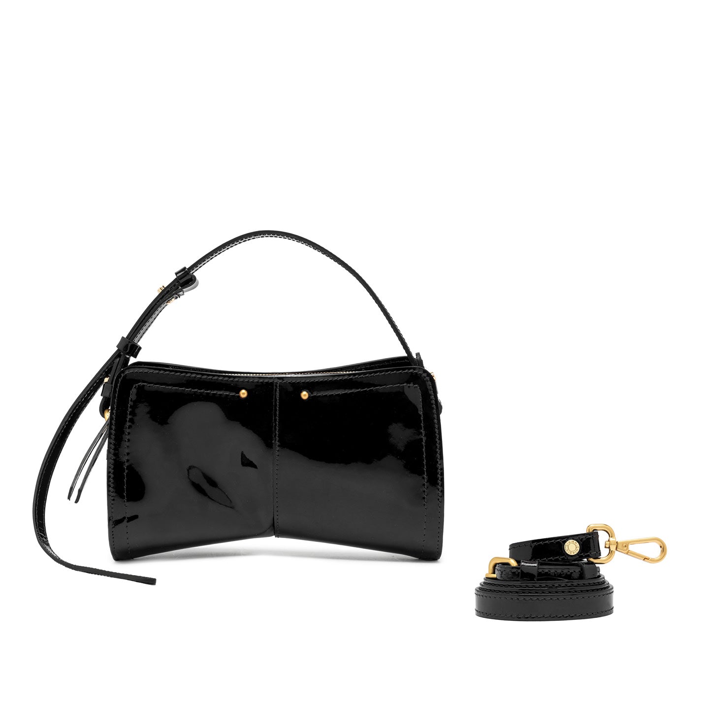 Gianni Chiarini Borsa modello baguette in pelle verniciata keira nero