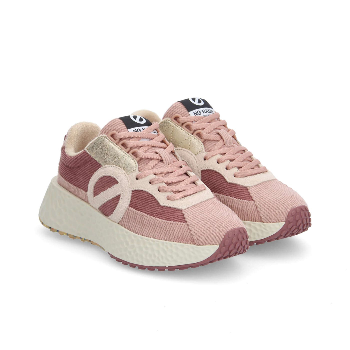 NO NAME Sneaker donna in velluto rigato rosa