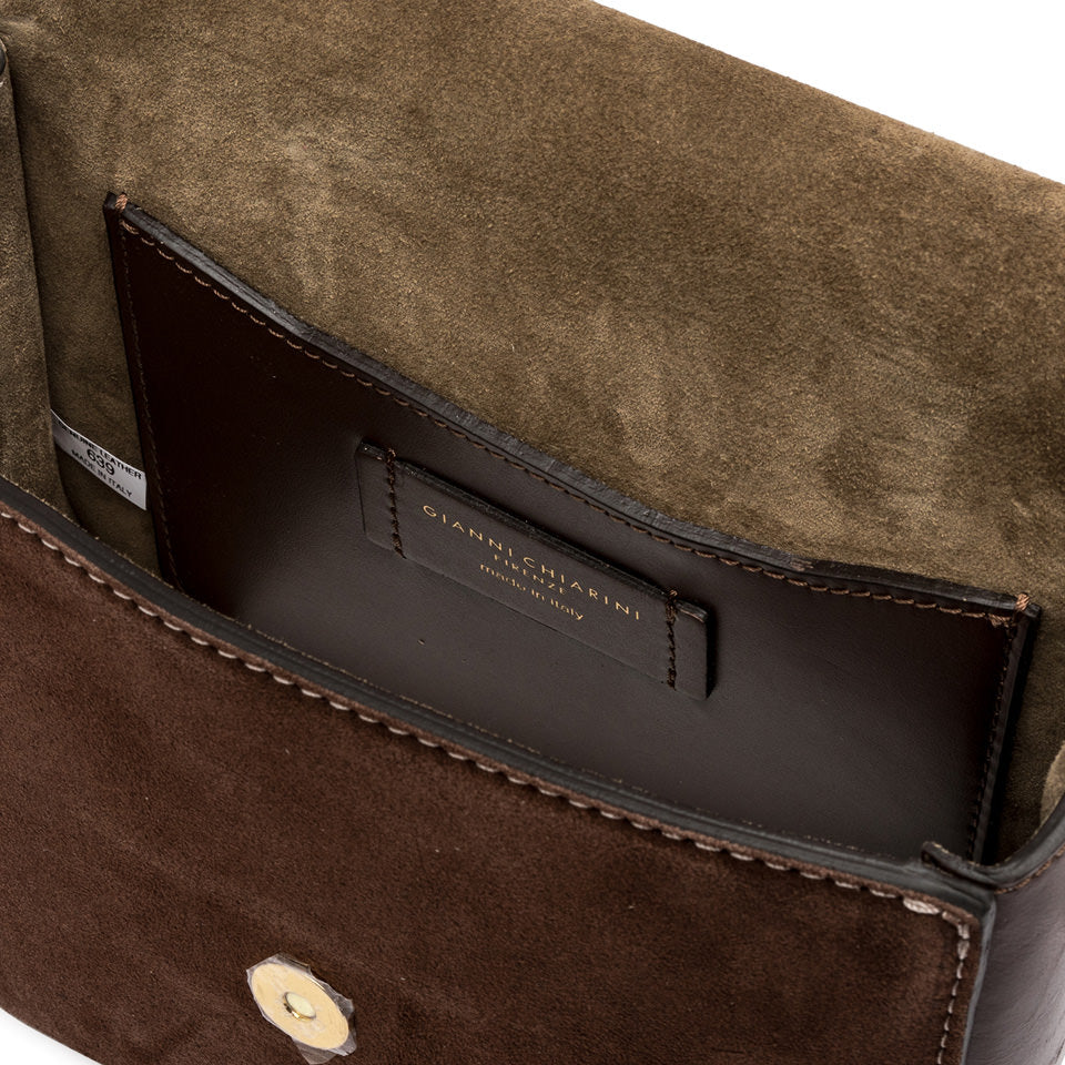 Gianni Chiarini Borsa a tracolla in camoscio e pelle chocolate