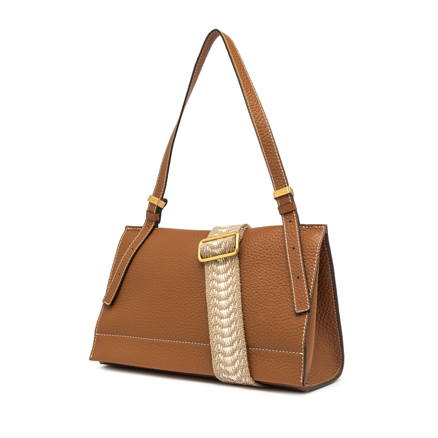 Gianni Chiarini borsa a spalla in pelle grana maxi color caramello con tracolla removibile