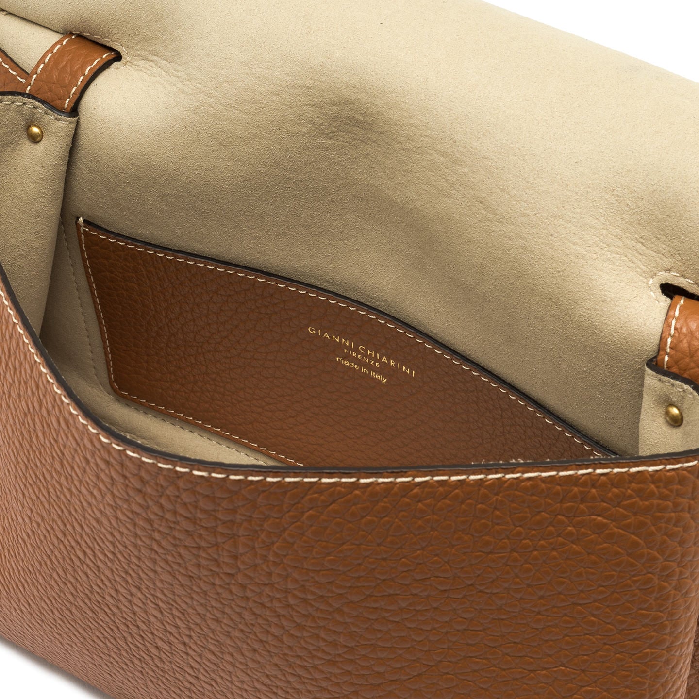 Gianni Chiarini borsa a spalla in pelle grana maxi color caramello con tracolla removibile