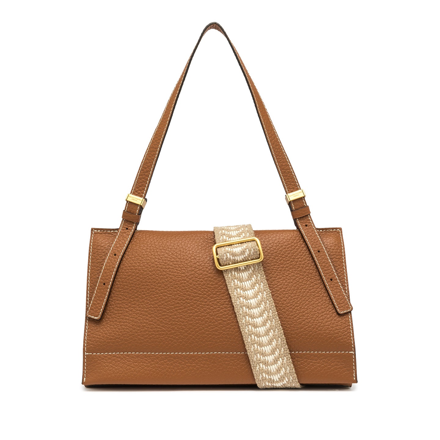 Gianni Chiarini borsa a spalla in pelle grana maxi color caramello con tracolla removibile