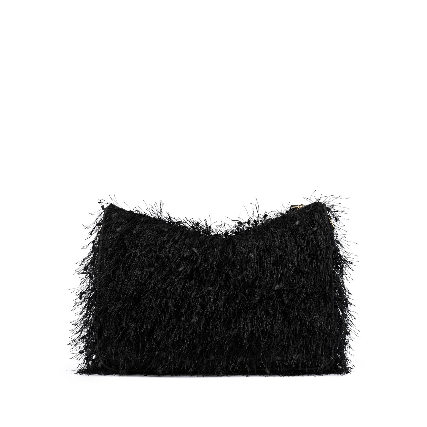 Gianni Chiarini borsa donna in pelle nero e tessuto sfrangiato con micro coriandoli