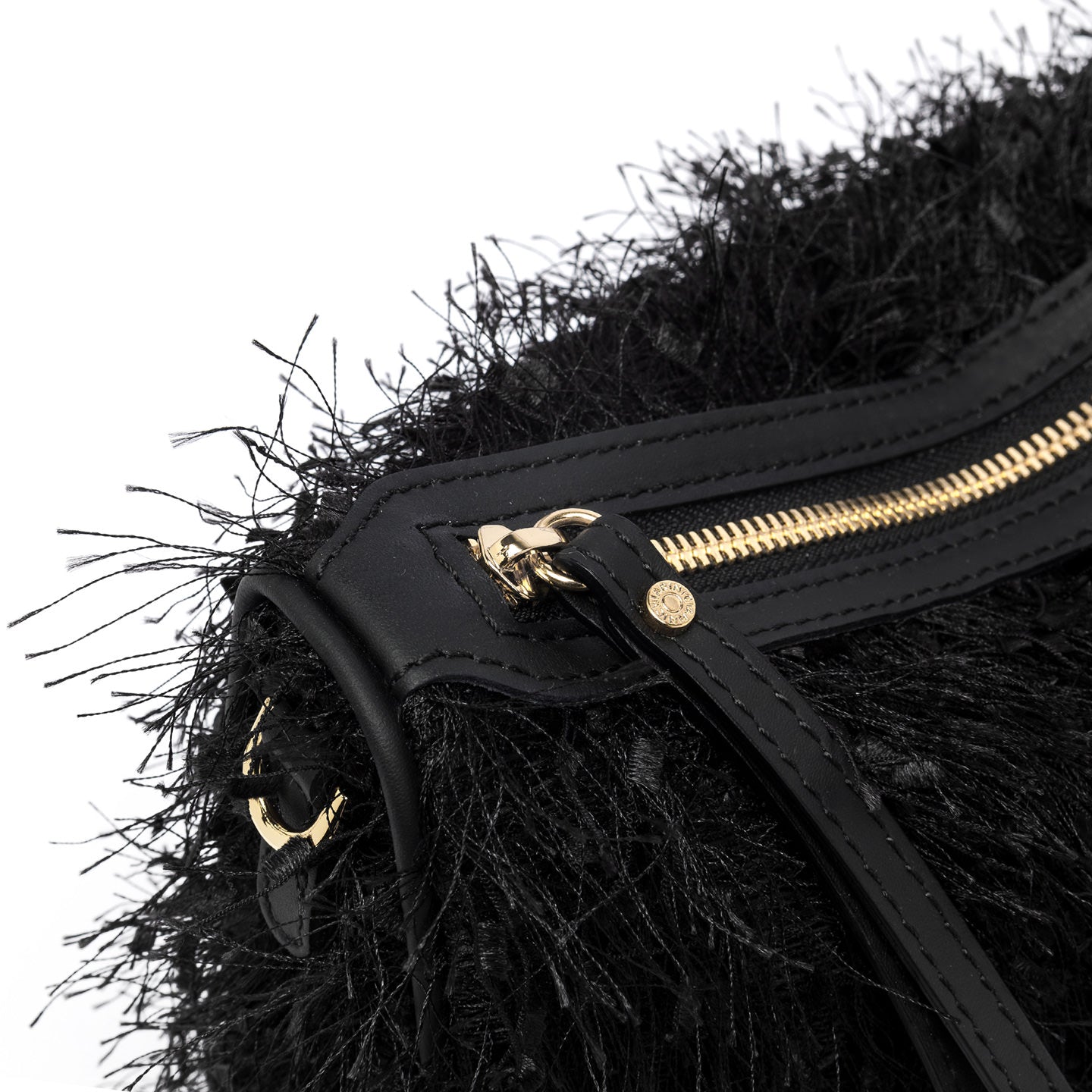 Gianni Chiarini borsa donna in pelle nero e tessuto sfrangiato con micro coriandoli