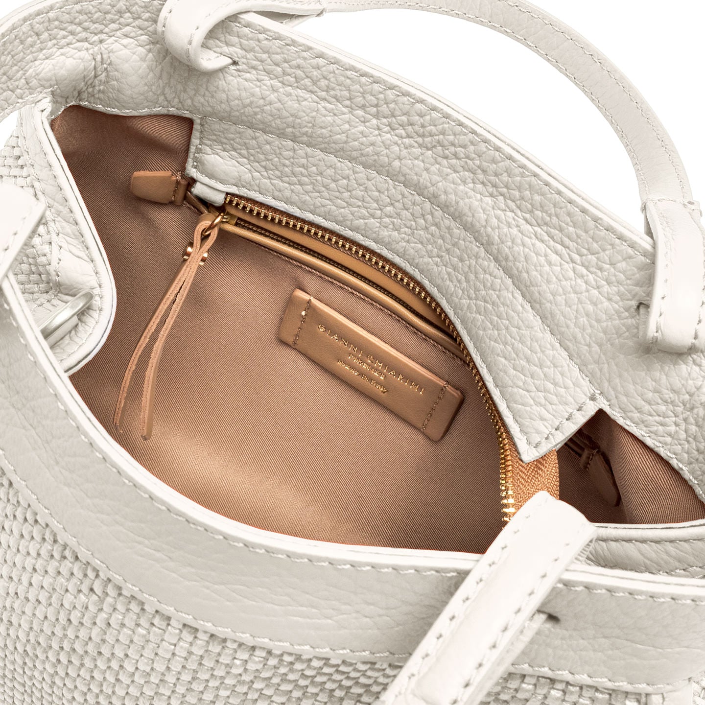 Gianni Chiarini borsa donna a mano in tessuto di paglia intrecciata color sabbia