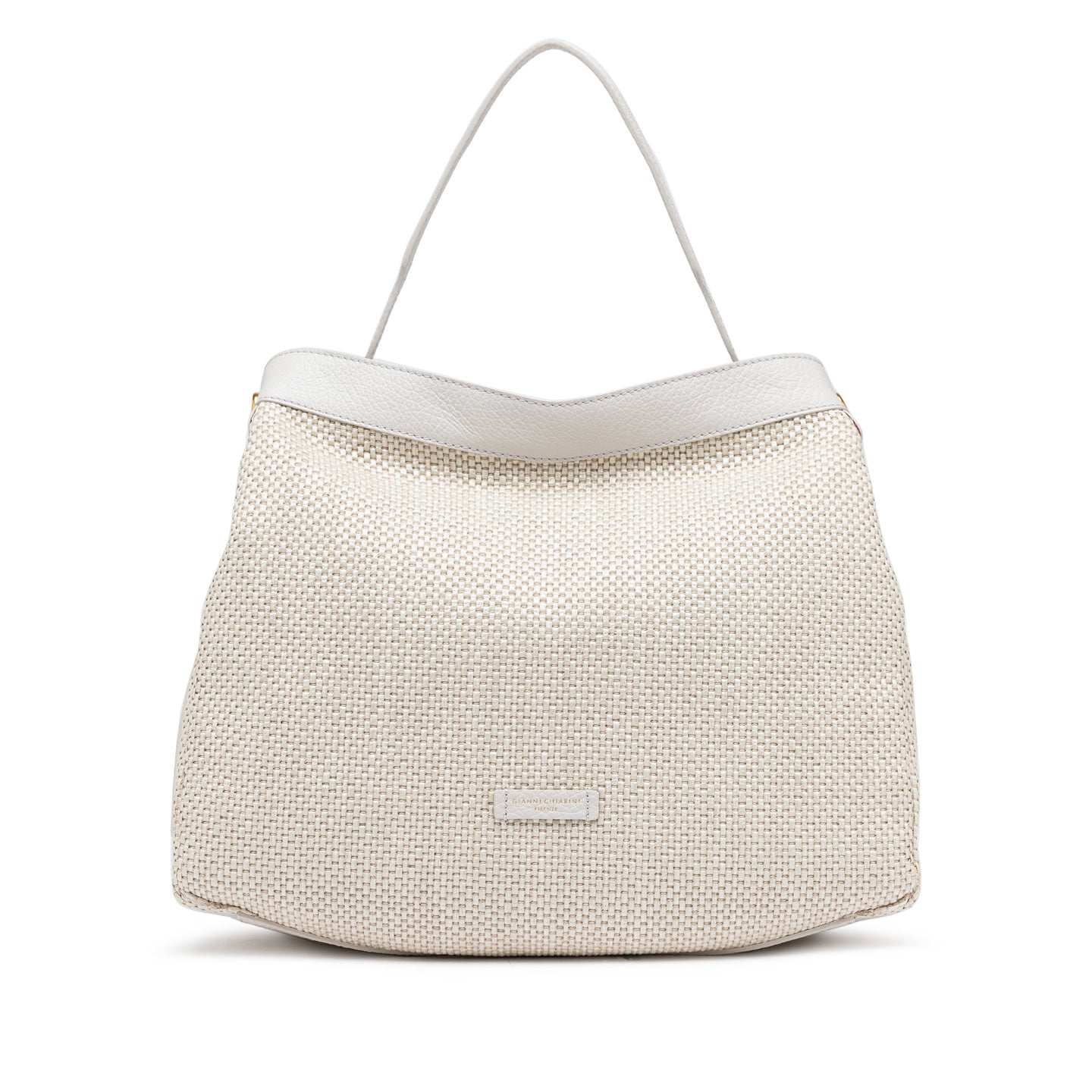 Gianni Chiarini borsa maxi donna a mano in tessuto di paglia intrecciata color sabbia
