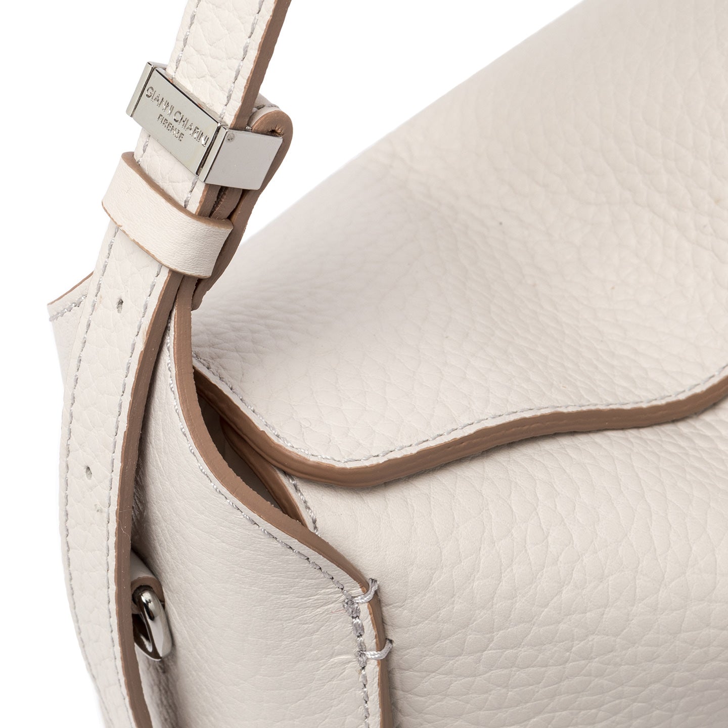 Gianni Chiarini borsa donna a spalla in pelle double grana maxi color Sabbia-Nature