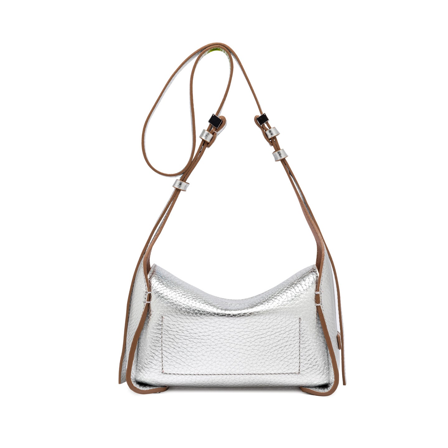 Gianni Chiarini borsa a tracolla in pelle grana maxi color silver-caramello