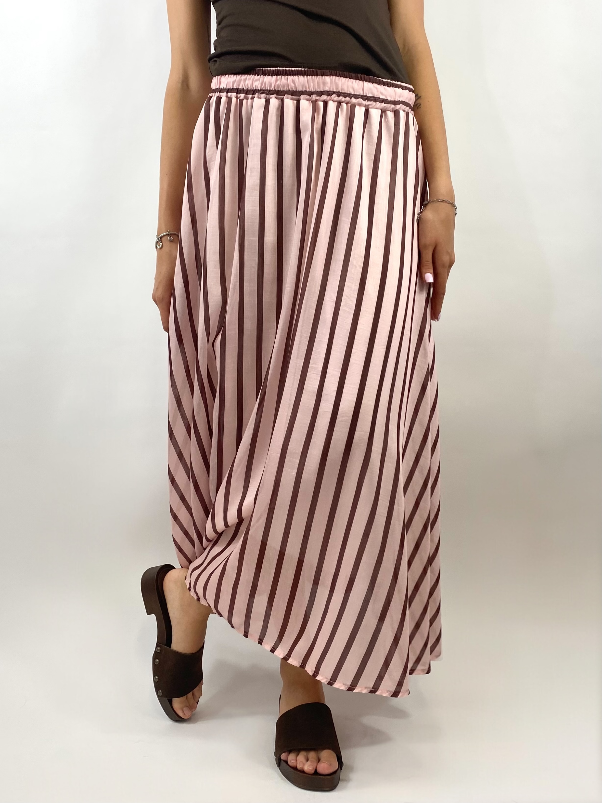 CECILE GONNA MIDI RIGHE FICO E ROSA