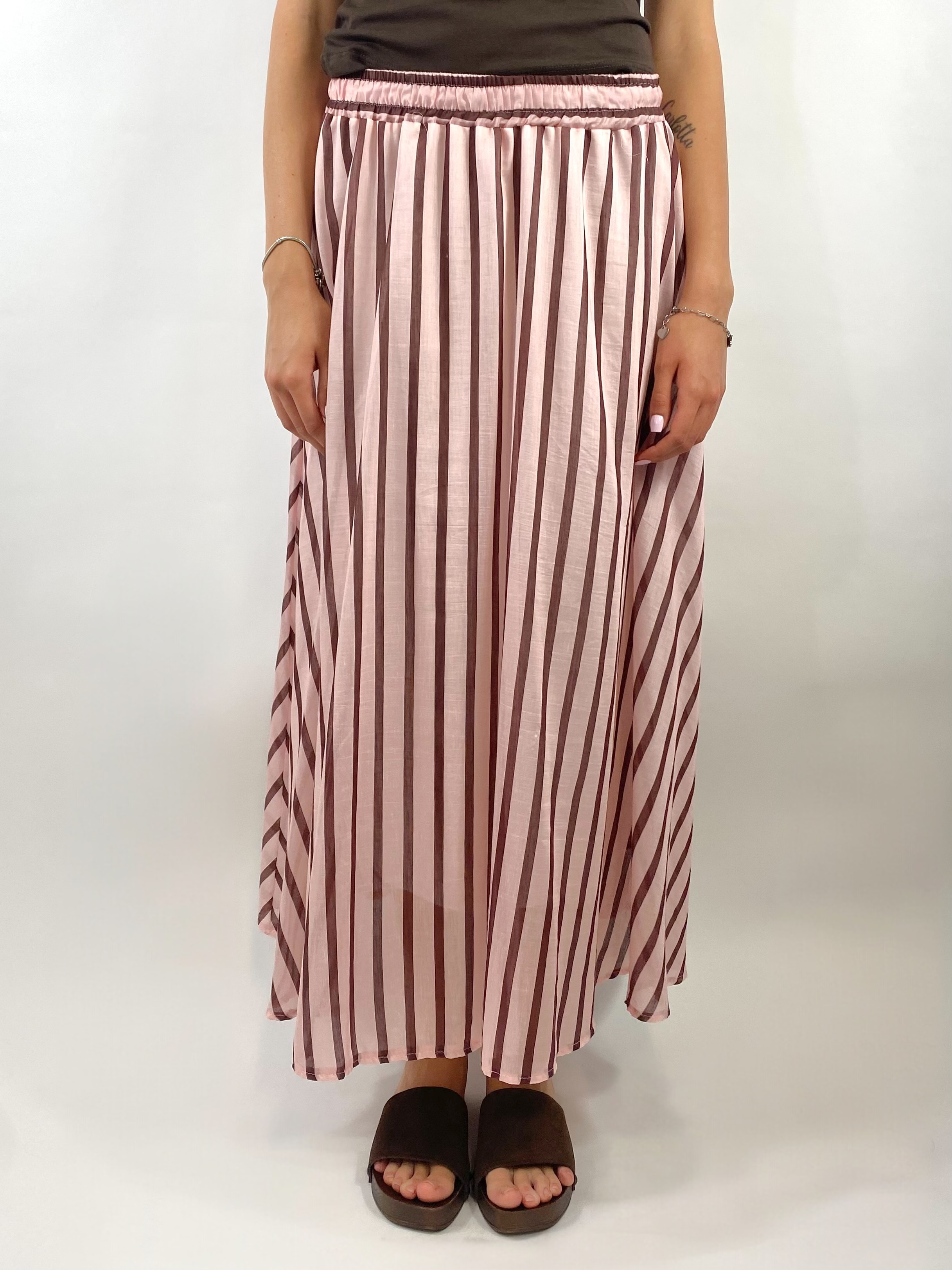 CECILE GONNA MIDI RIGHE FICO E ROSA