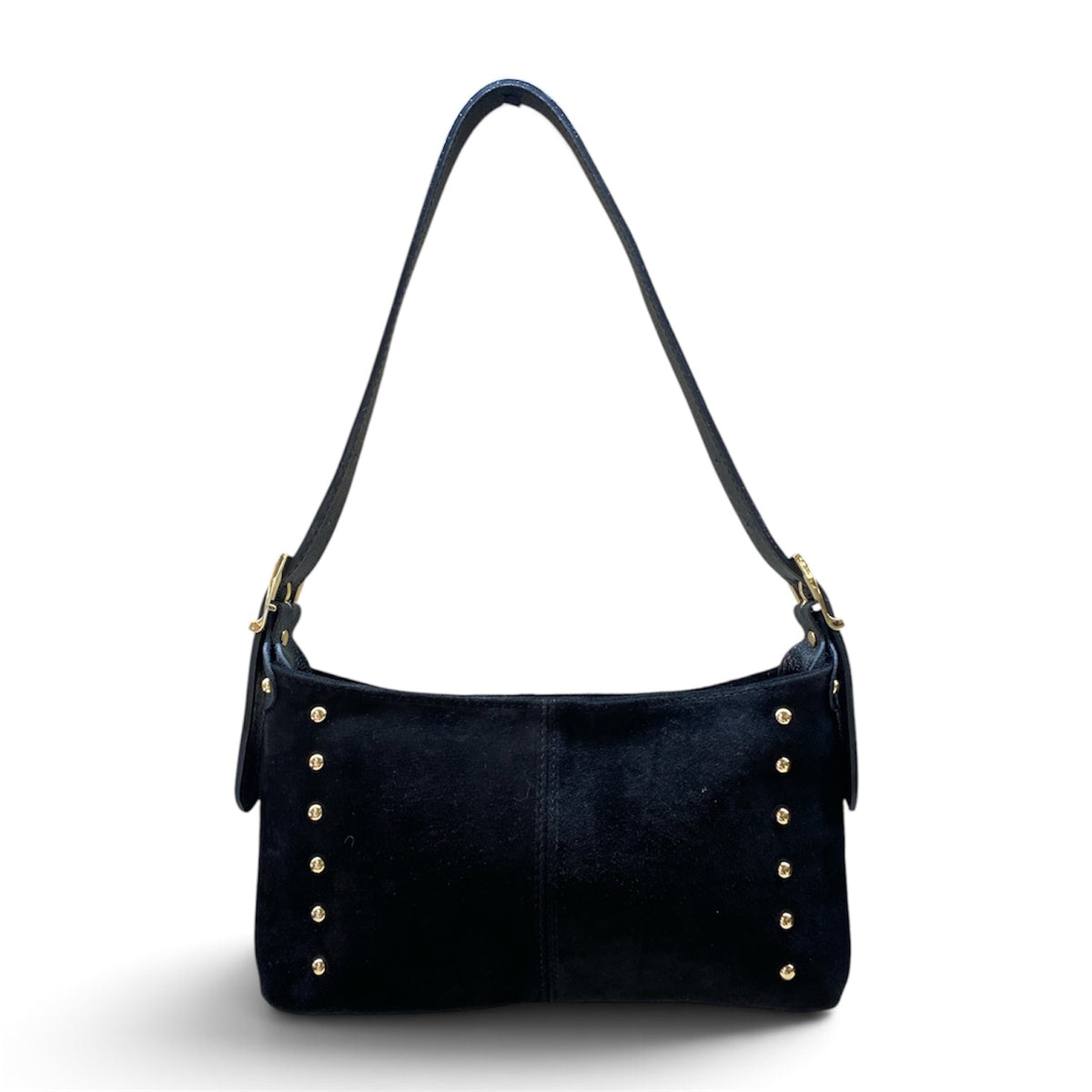 CECILE BORSA IN SUEDE BORCHIETTE NERA