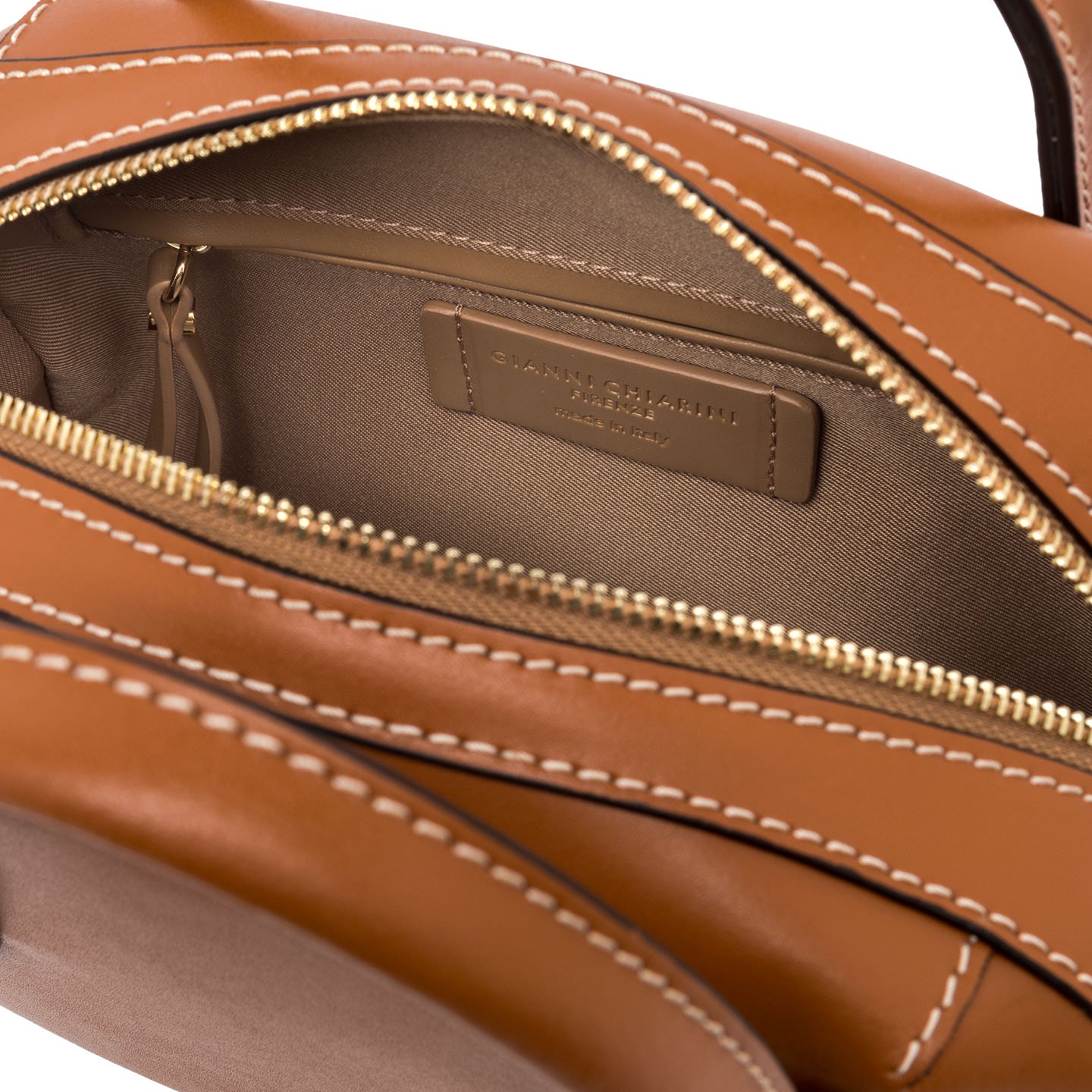 Gianni Chiarini borsa donna bowling in pelle con doppio manico color caramello