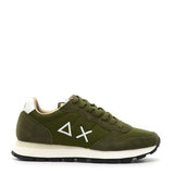 SUN68 Sneakers uomo militare con dettagli bianchi