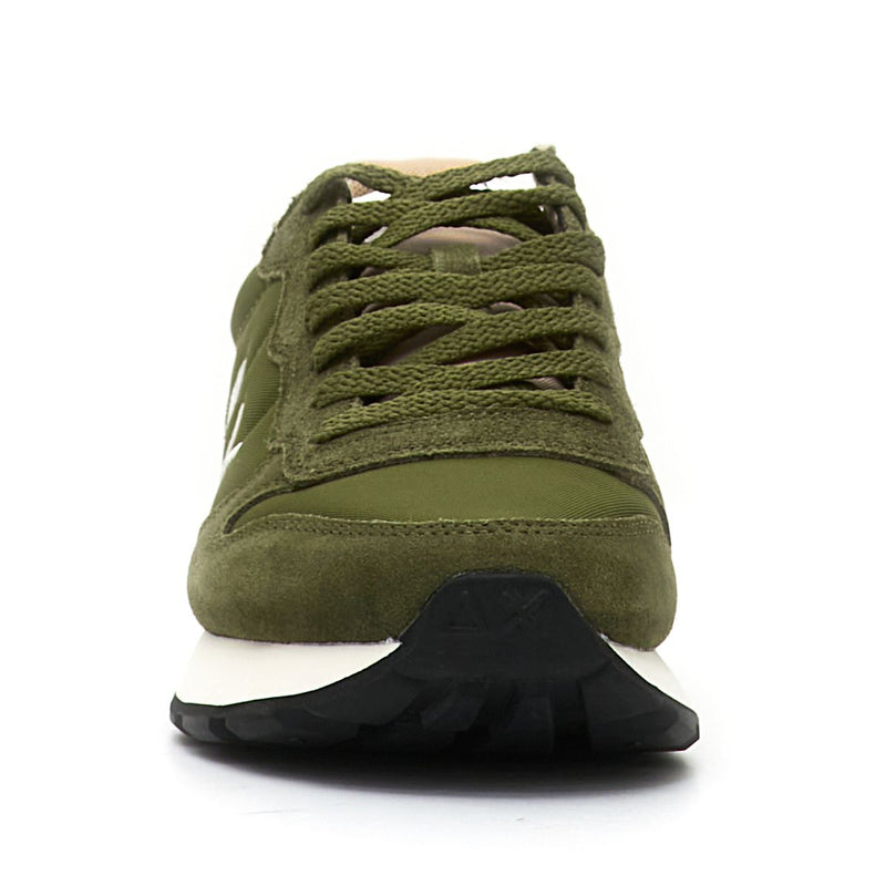 SUN68 Sneakers uomo militare con dettagli bianchi