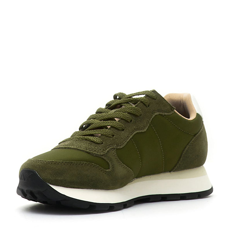 SUN68 Sneakers uomo militare con dettagli bianchi