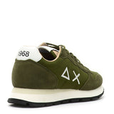 SUN68 Sneakers uomo militare con dettagli bianchi