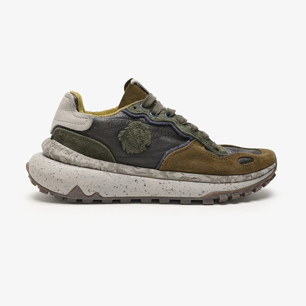 Satorisan Sneaker uomo in pelle e suede dark olive