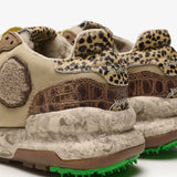 Satorisan Sneaker donna in pelle beige con inserti in camoscio legno