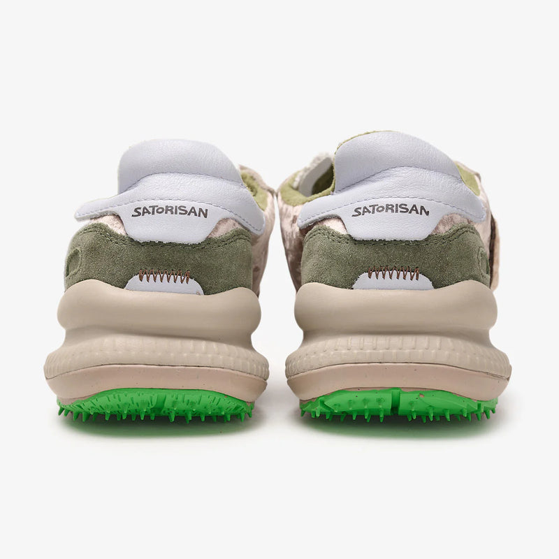 Satorisan Sneaker donna in pelle cipria con inserti in camoscio cuoio e militare