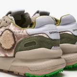 Satorisan Sneaker donna in pelle cipria con inserti in camoscio cuoio e militare