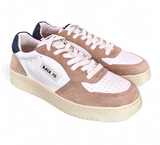 Back 70 Sneaker uomo in pelle bianca e suede beige