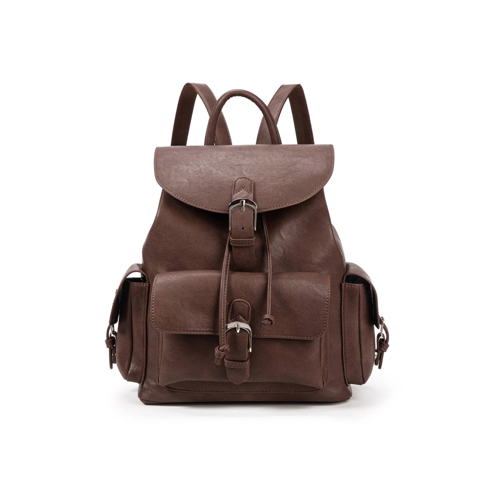 VIVIENNE D Zaino vintage con tasche e fibbie Ecopelle marrone