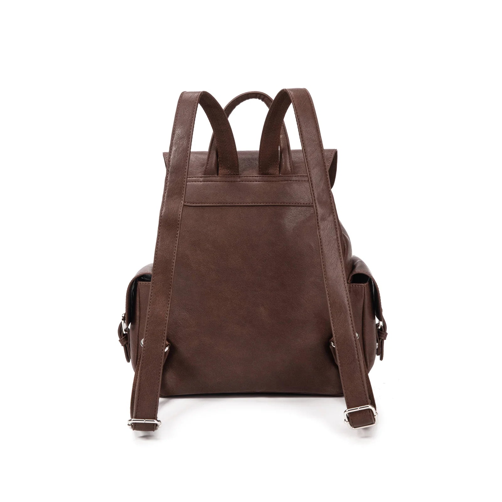 VIVIENNE D Zaino vintage con tasche e fibbie Ecopelle marrone