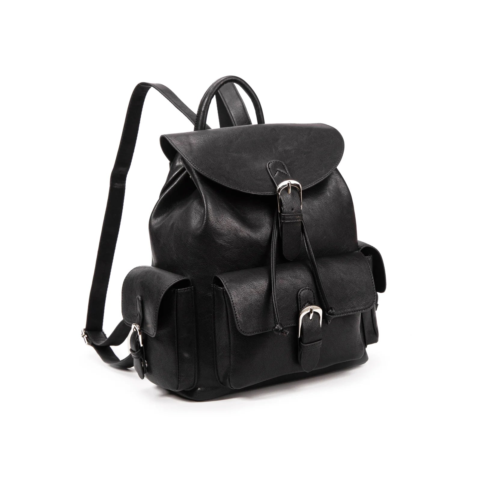 VIVIENNE D Zaino vintage con tasche e fibbie Ecopelle nero