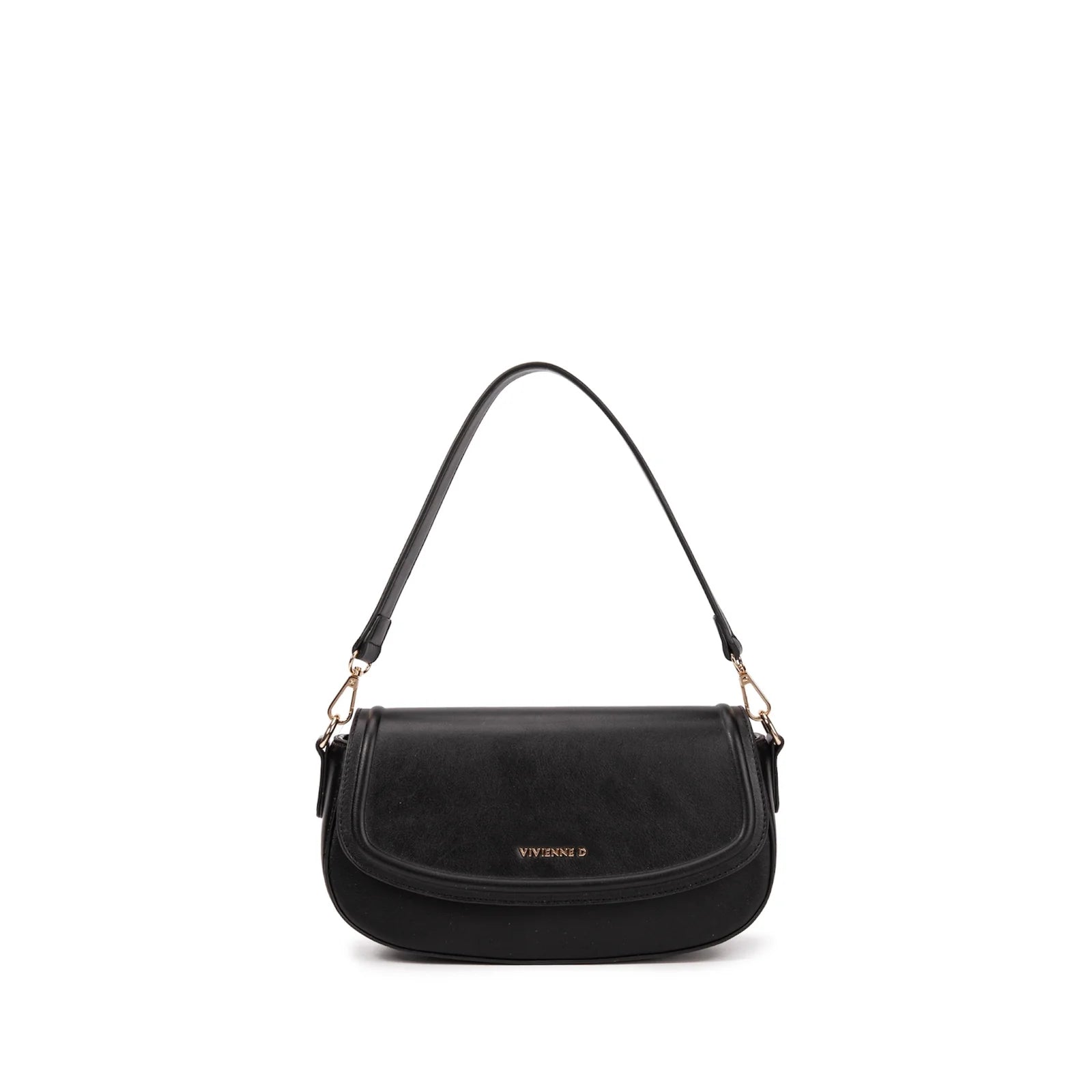 VIVIENNE D Borsa a spalla con doppia tracolla Ecopelle nero