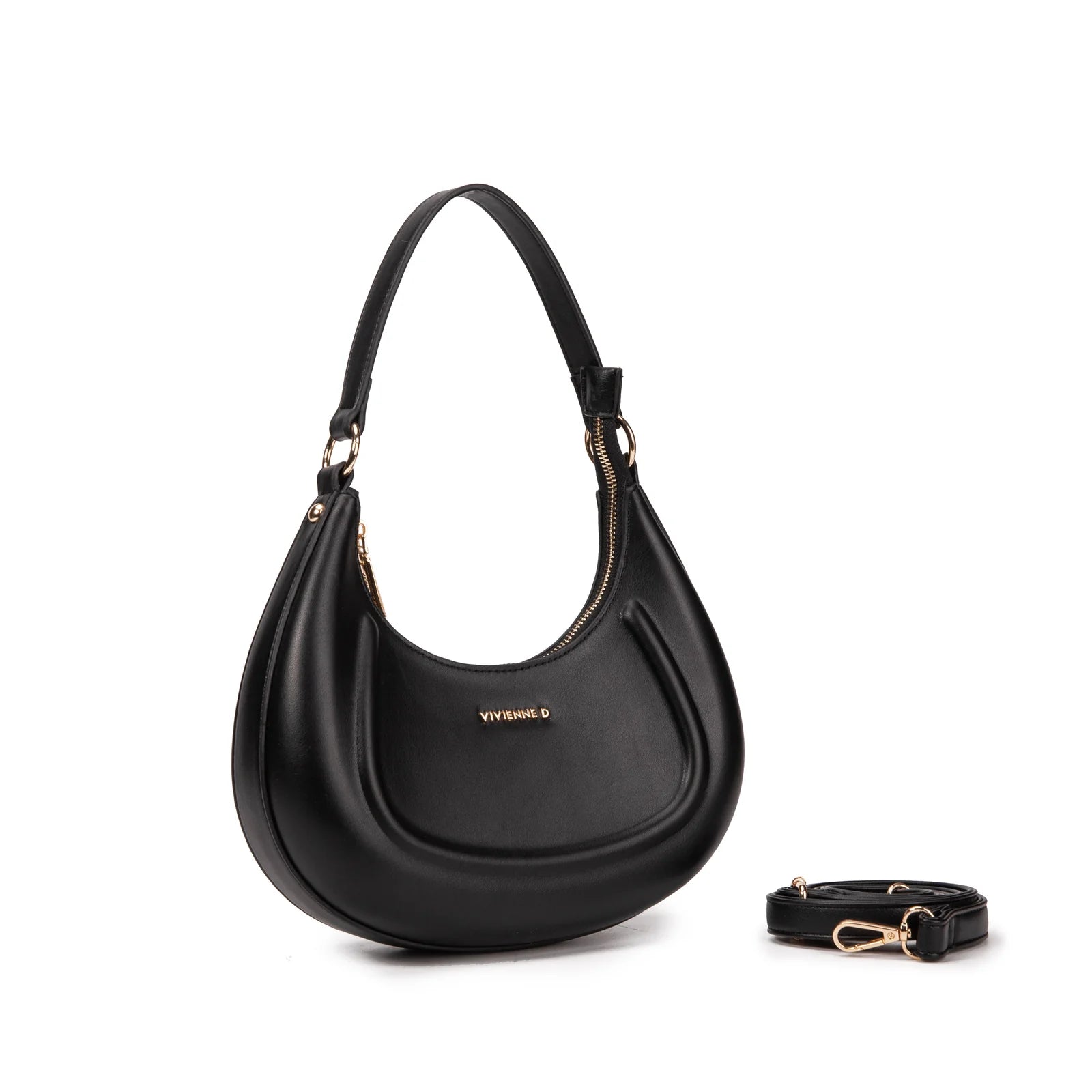 VIVIENNE D Borsa a spalla munita anche di tracolla Ecopelle nero